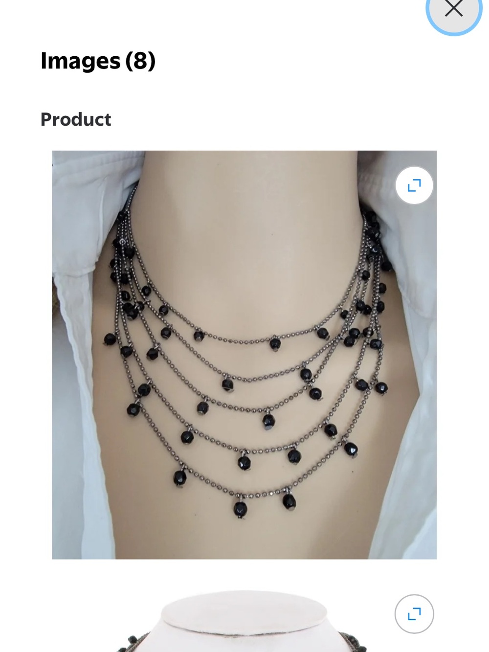 21-Multi-Strand Black Beaded Women's Necklace - Elegant Layered Style